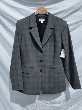 Open Edit Size XL Gray Plaid Women's Blazer NWT!